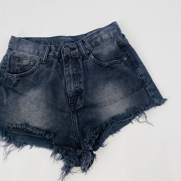 UNIF Washed Black Cutoff Shorts - Picture 1 of 7
